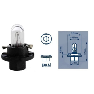 Лампа приборной панели 1.2W BX8,4d NARVA Лампа 12V BAX 1.2W BX8.4d черный патрон.