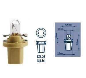 Лампа приборной панели 1.5W B8,5d  NARVA Лампа 12V BAX 1.5W B8.5d бежевый патрон.