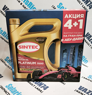 Масло моторное 5W-30 PLATINUM A3/B4 синт. 4+1л SINTEC Масло моторное 5W-40 синтетическое SINTEC PLATINUM SAE 5W-30 Акционный короб 4л+1л